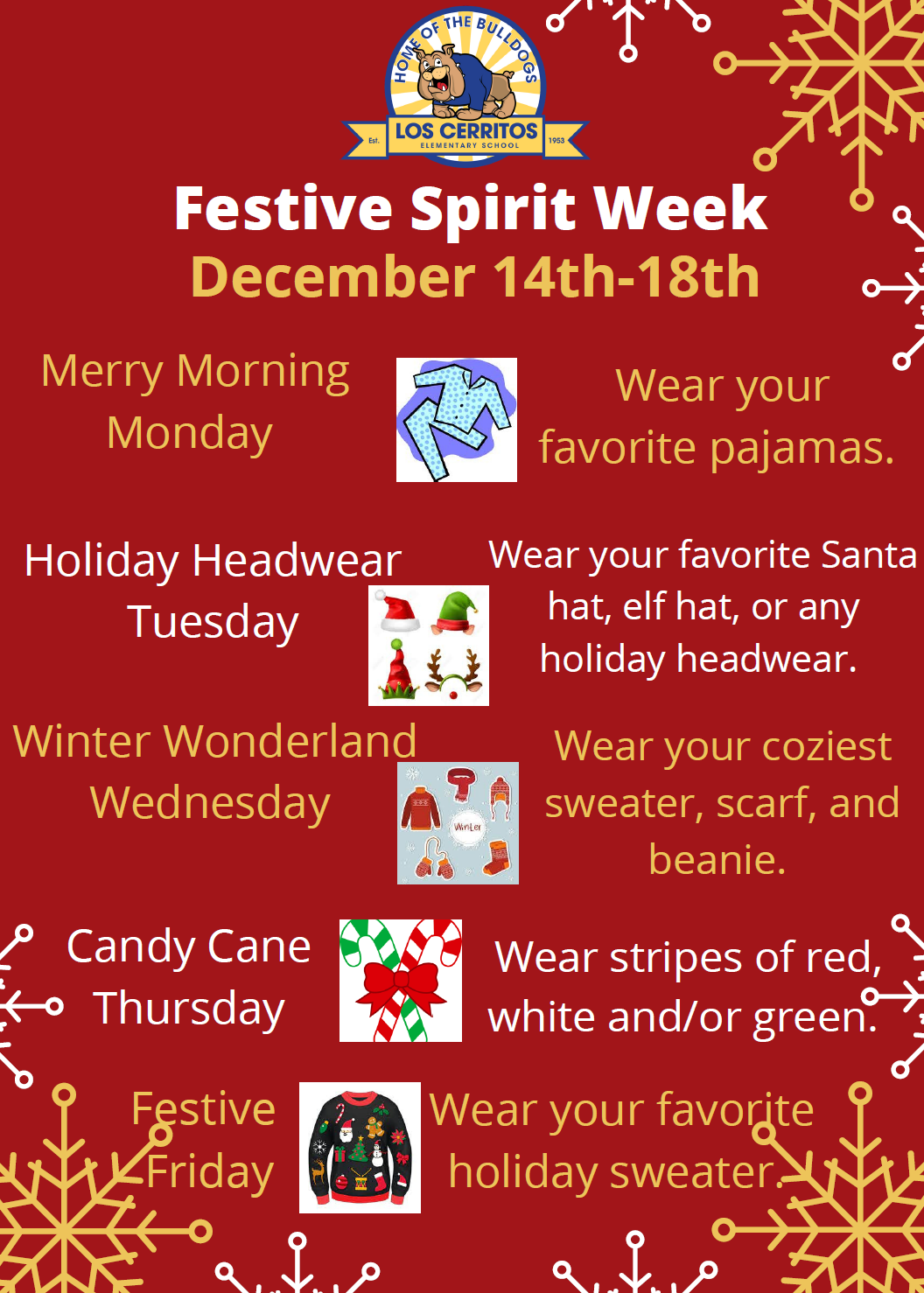 festive spirit week flyer